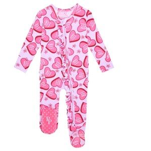 Posh Peanut - Besties - bamboo Footie Ruffled Zippered One Piece